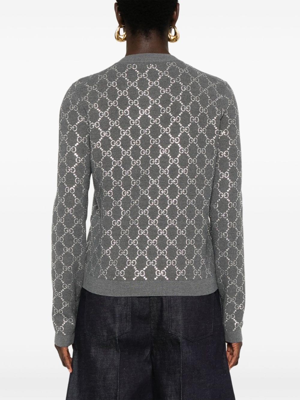 Gucci GG Crystal-embellished Cardigan in Gray | Lyst