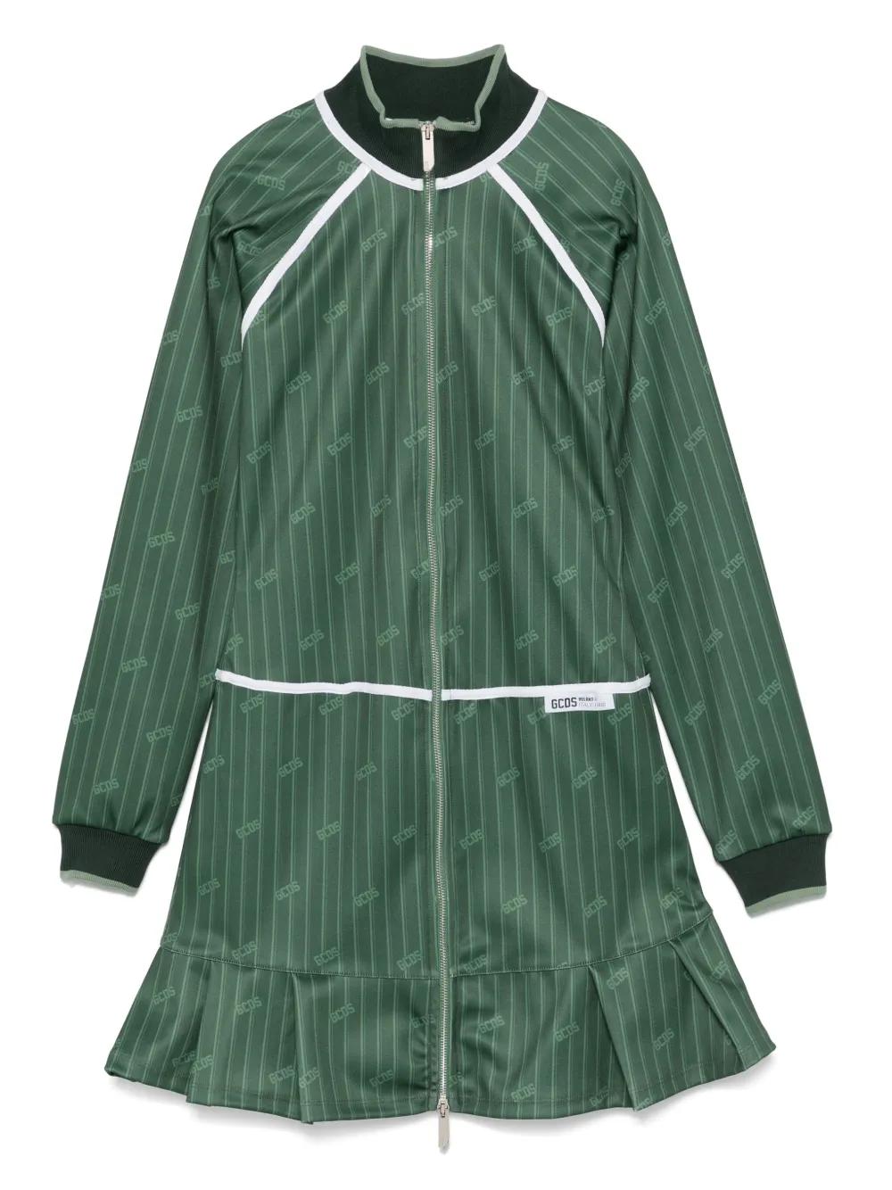 gcds green shell dress Pinstripe Full Zip Mini Dress Green main image 0