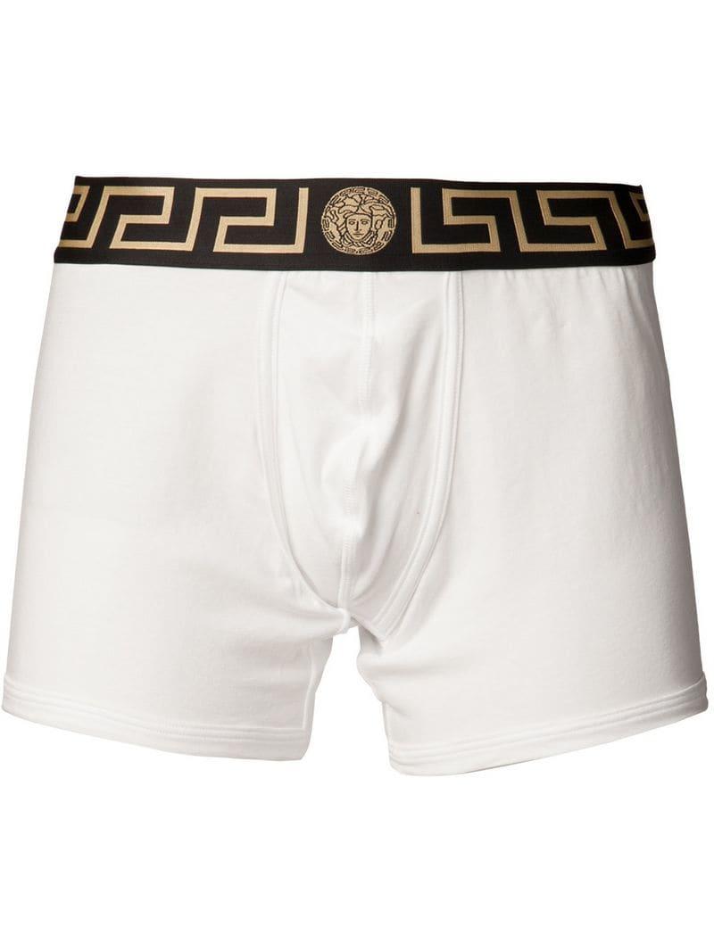 Versace Cotton Long Boxer Brief in White for Men - Lyst