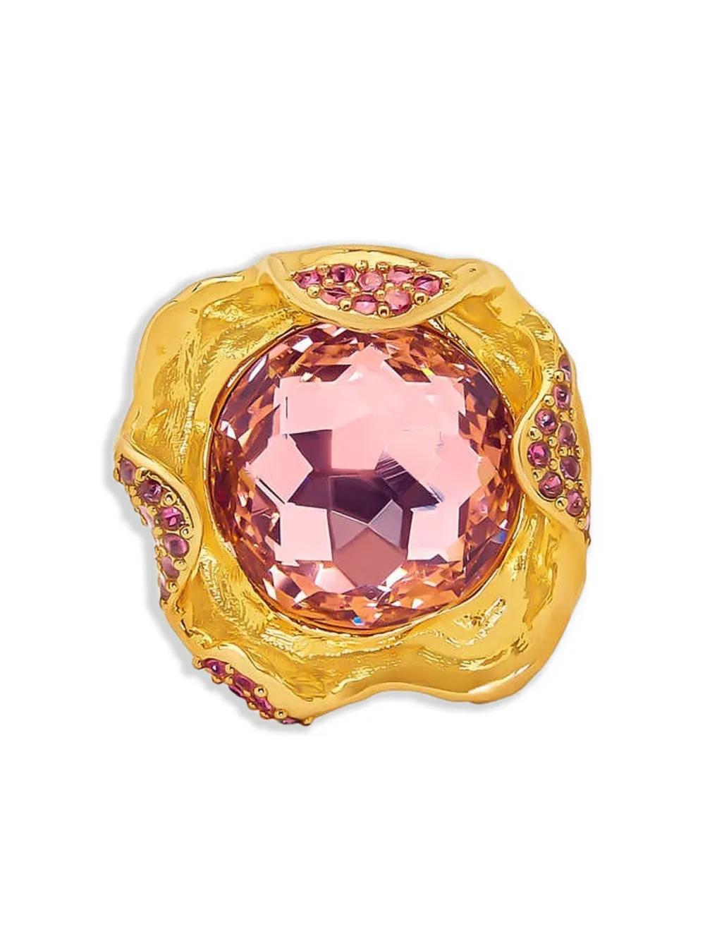【Oscar de la Renta】 Gemstone心臓 embellishedリング Coral Heart embellished ring in gold - Oscar De La Renta