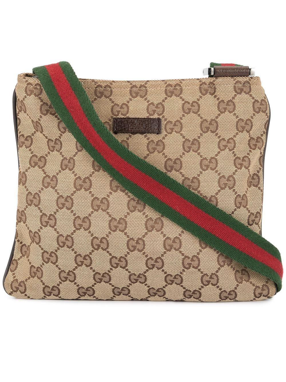 Gucci Pre-Owned Shelly Line Messenger Bag in Brown | Lyst