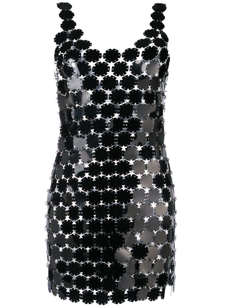 Paco Rabanne Chainmail Sequin Mini Dress in Black - Lyst