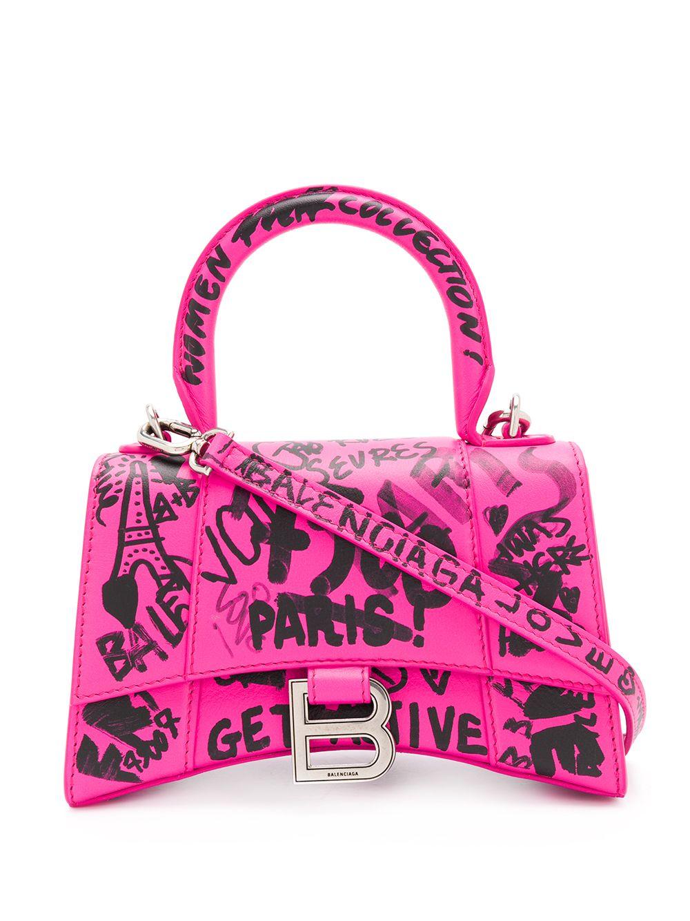 Balenciaga Hourglass Xs Graffiti Print Tote in Pink | Lyst