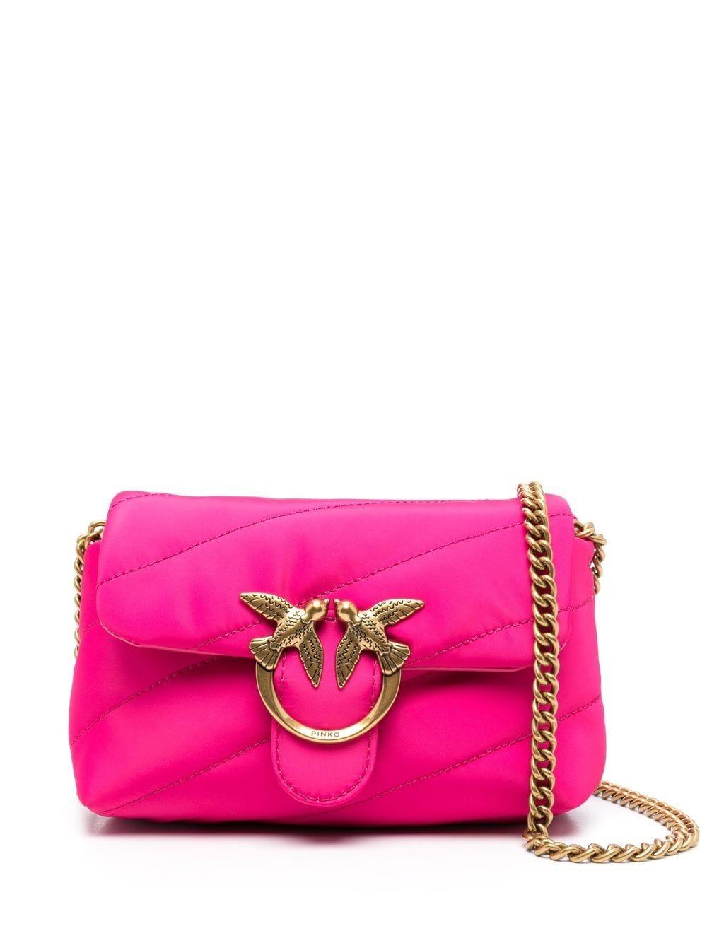 Pinko Love Satin Quilted Shoulder Bag in Pink | Lyst