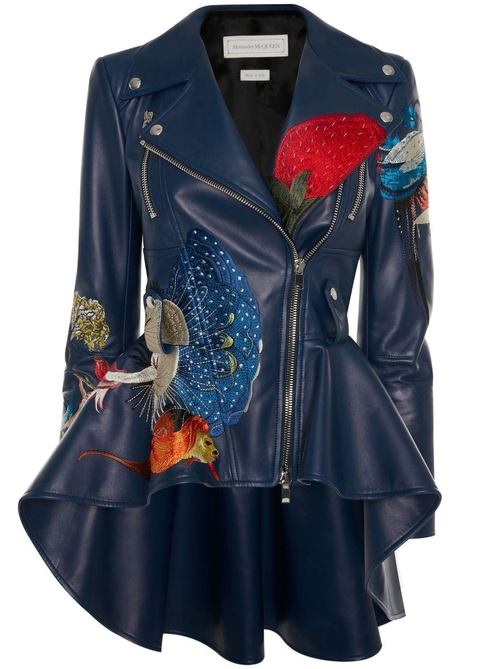 Alexander McQueen Hieronymus Bosch Peplum Leather Jacket in Blue Lyst