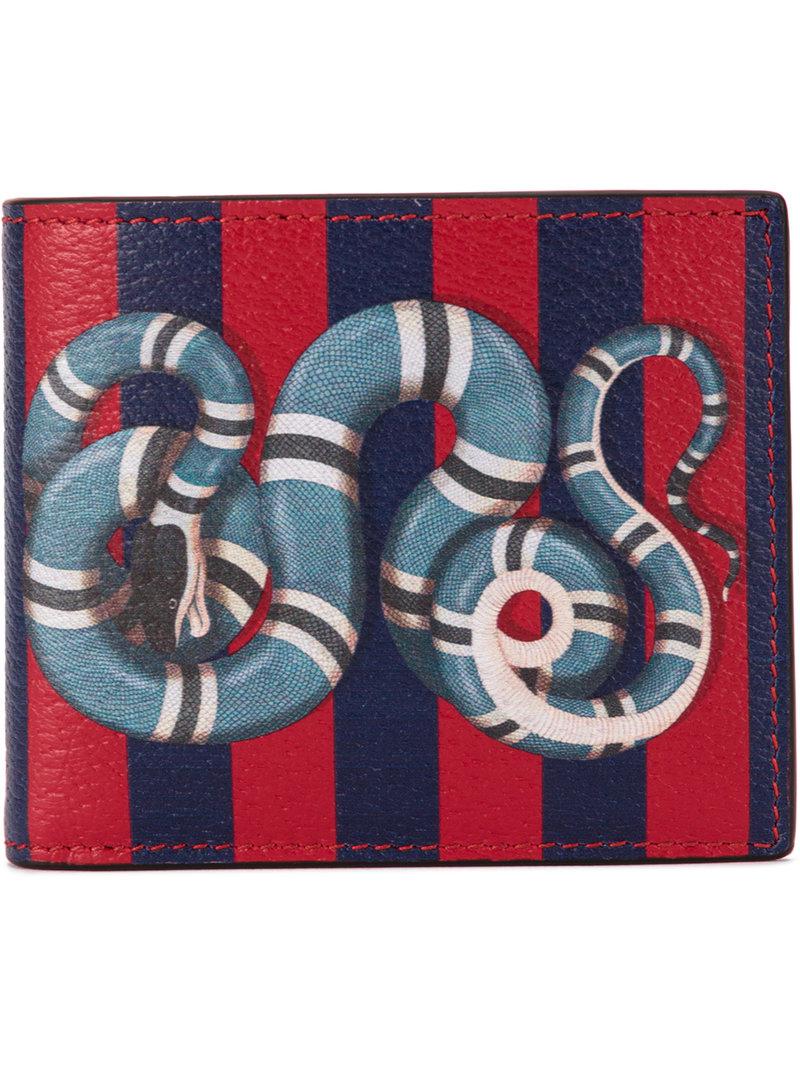 Gucci Kingsnake Print GG Supreme Card Case in Blue for Men