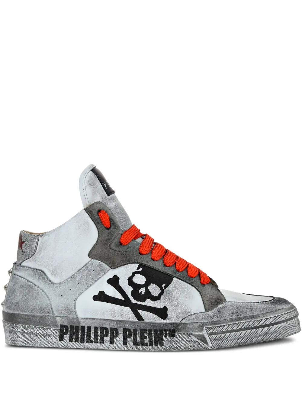 Philipp Plein Skull-Motif Hi-Top Sneakers in Grey Lyst UK