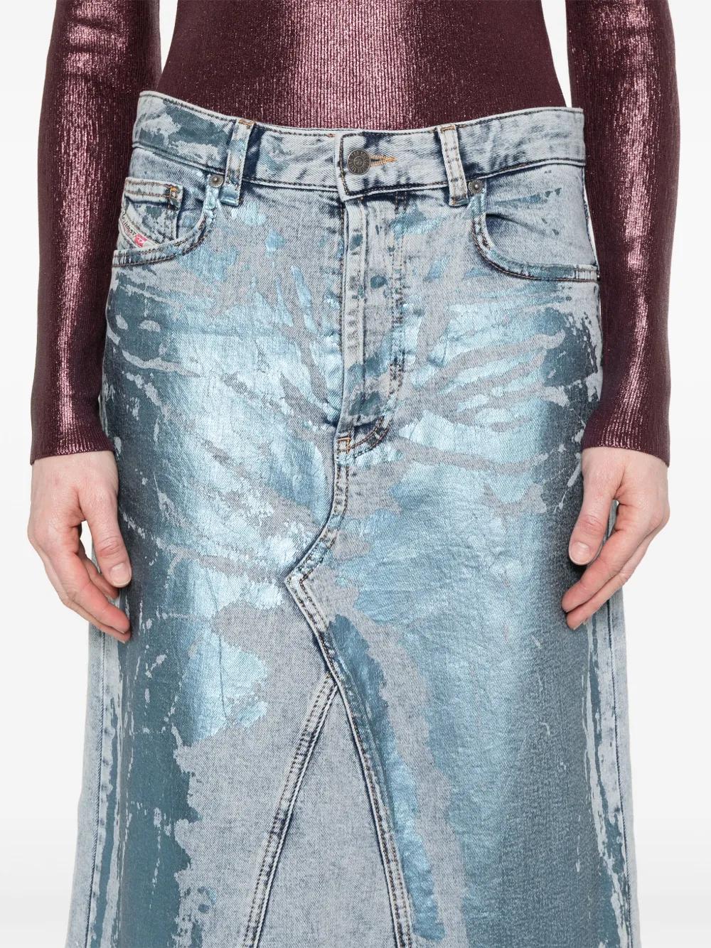 DIESEL `De-Pago-Mid-S` Midi Denim Skirt in Blue Lyst