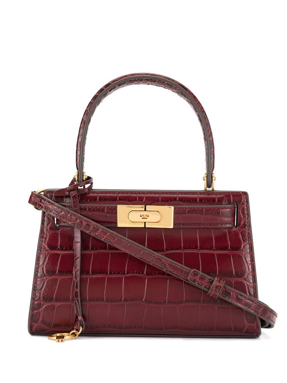 Tory Burch Leather Croc Embossed Handbag in Red Lyst
