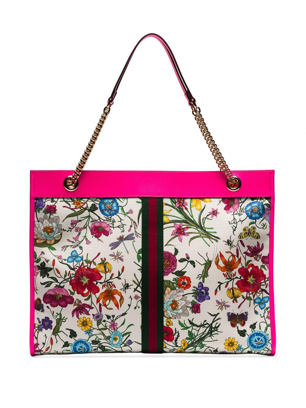 Gucci Canvas Multicoloured Large Floral Tote in Pink - Lyst