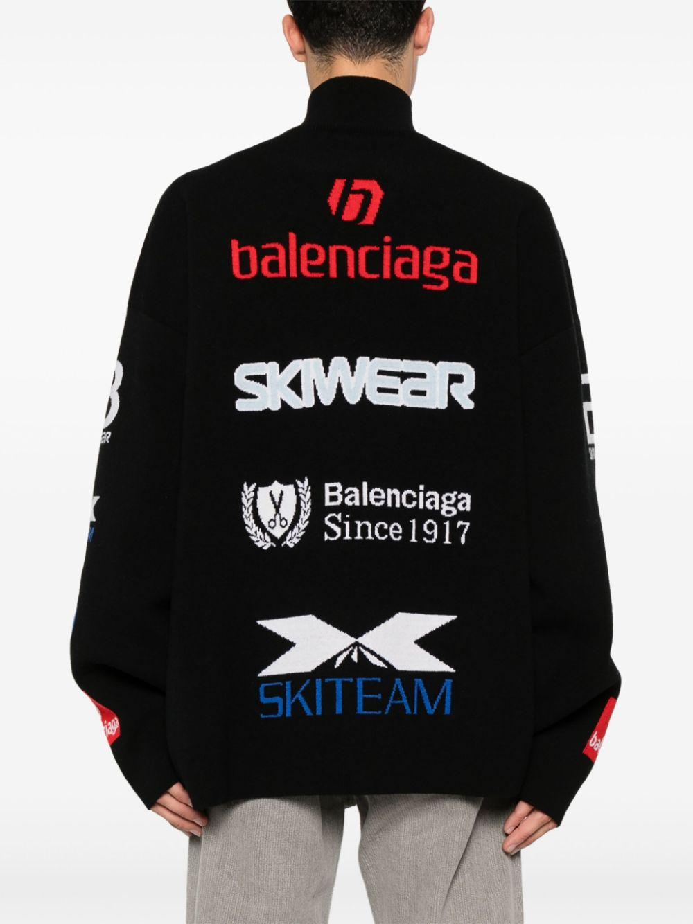 Balenciaga メンズ ブラック ハイネック ロングスリーブ スキートップ 