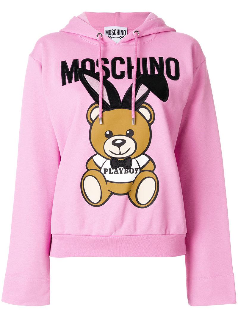 Moschino Cotton Playboy Teddy Hoodie in 
