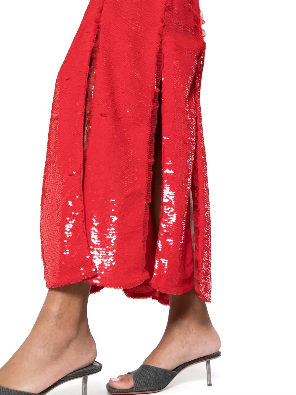 ganni red lace dress GANNI Jerome Lace Dress Big Apple Red Size 38
