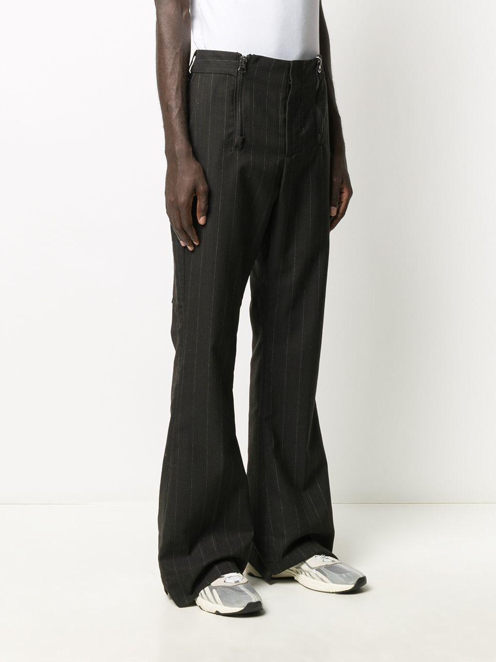 Acne Studios Cotton Pinstripe Bootcut Trousers in Brown for Men - Lyst