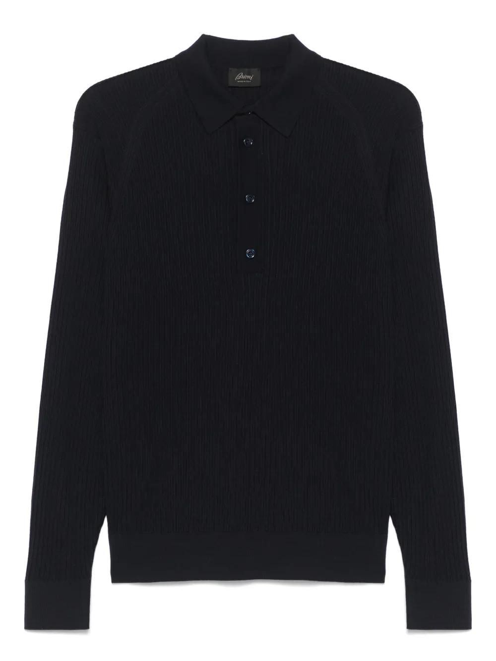 【関税込み】BRIONI Knitted shirt Brioni ribbed-knit Shirt | White | FARFETCH