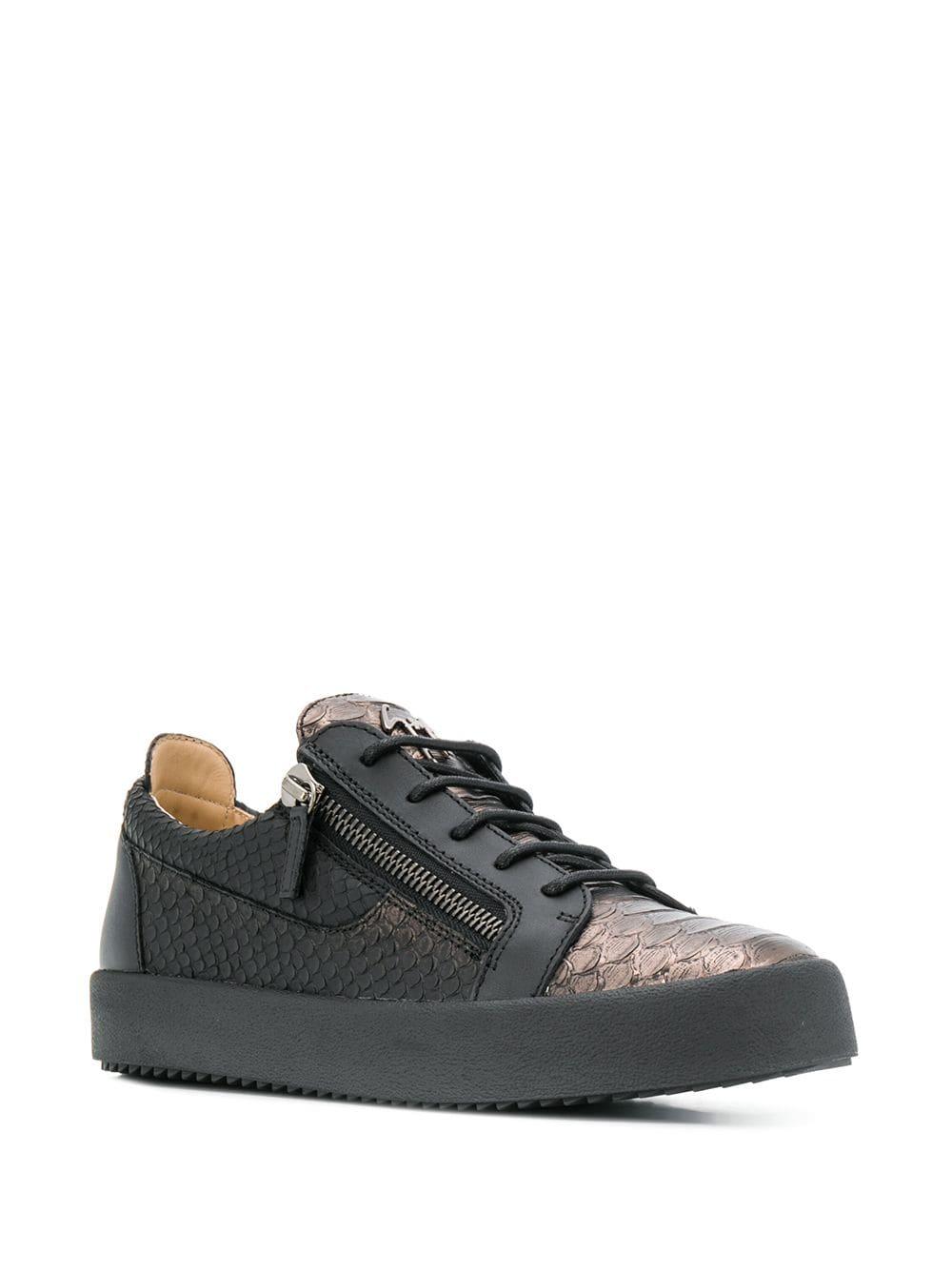 Giuseppe Zanotti Leather Snake Skin Effect Trainers in Black for -