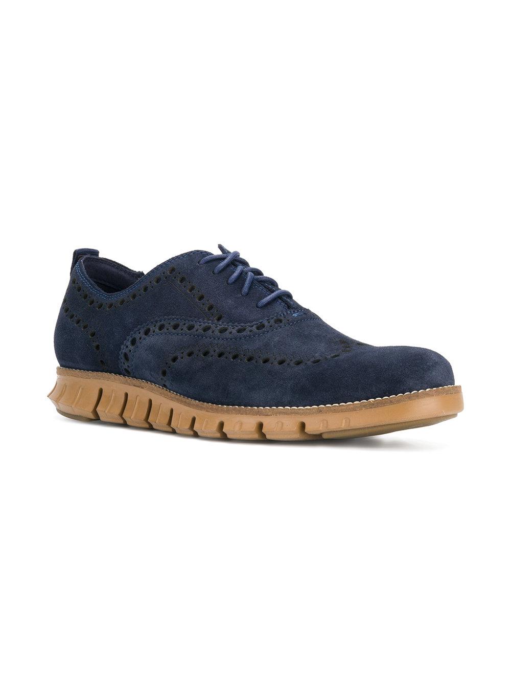 Cole Haan Suede Ridged Sole Oxford Shoes in Blue for Men - Lyst