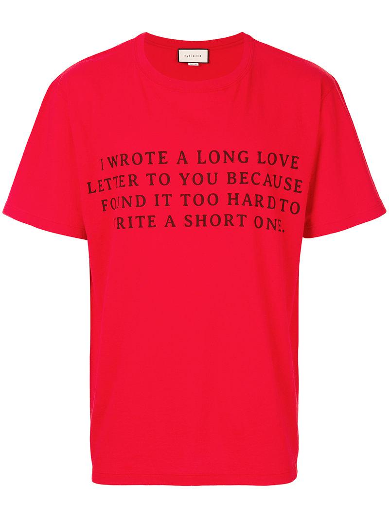 Gucci Cotton Love Letter Print T-shirt in Red for Men - Lyst
