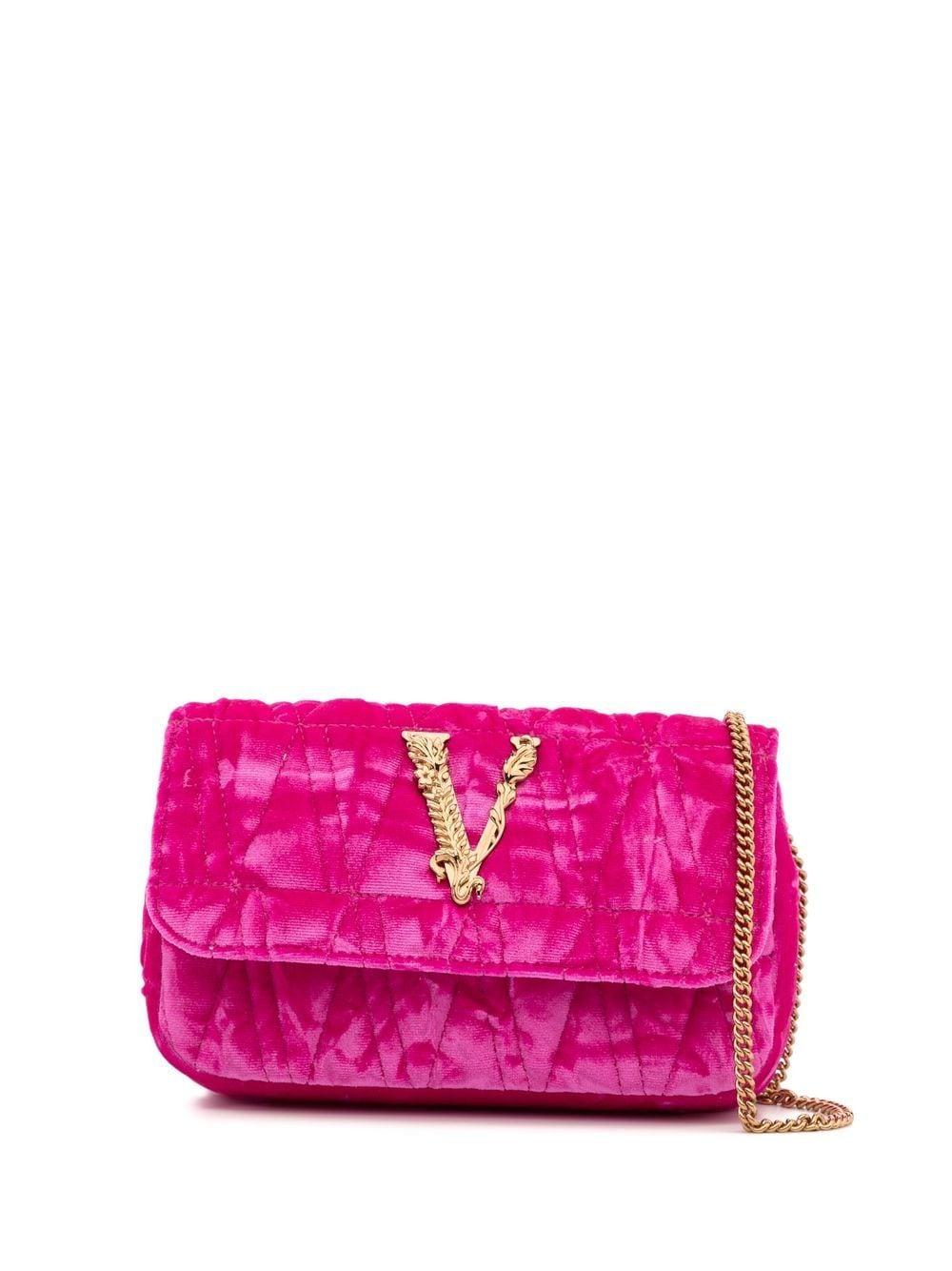 Versace Virtus Velvet Mini Bag in Pink | Lyst