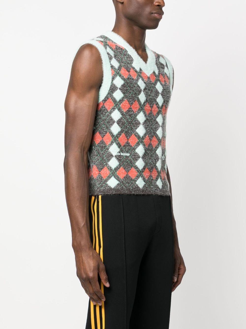 Wales Bonner X Adidas Argyle-pattern Knitted Vest Top in Gray | Lyst