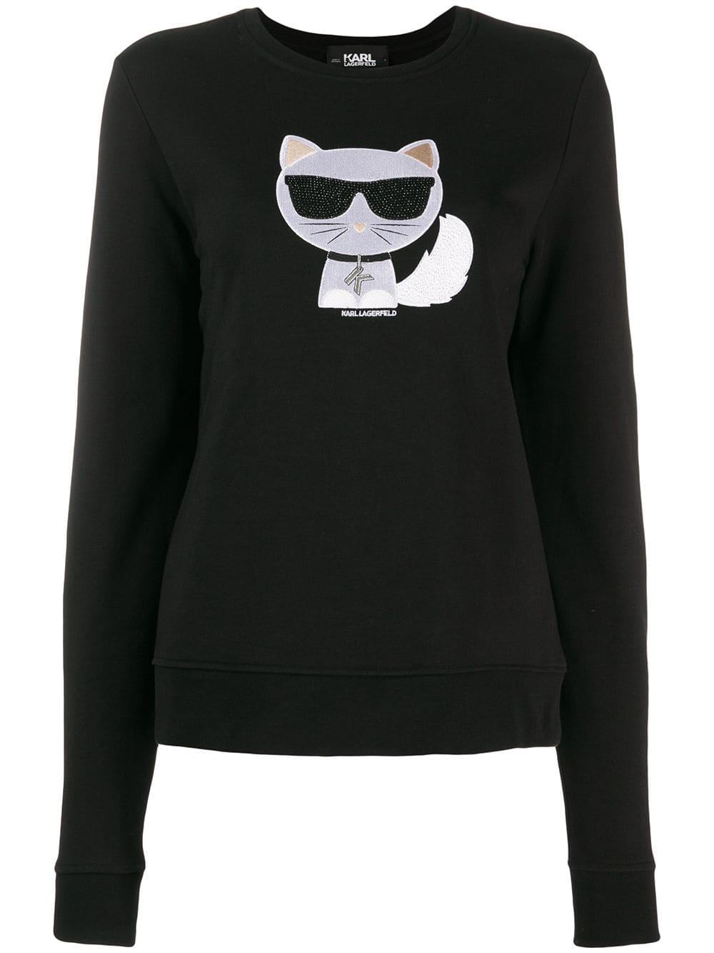 Karl Lagerfeld Ikonik Choupette Sweater in Black - Lyst