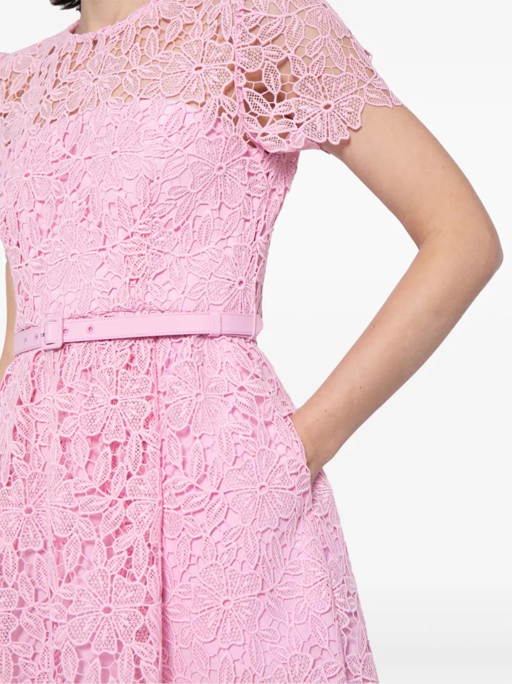 Self-Portrait Guipure-Lace Belted Mini Dress in Pink | Lyst Self-Portrait Guipure-Lace Belted Mini Dress in Pink | Lyst