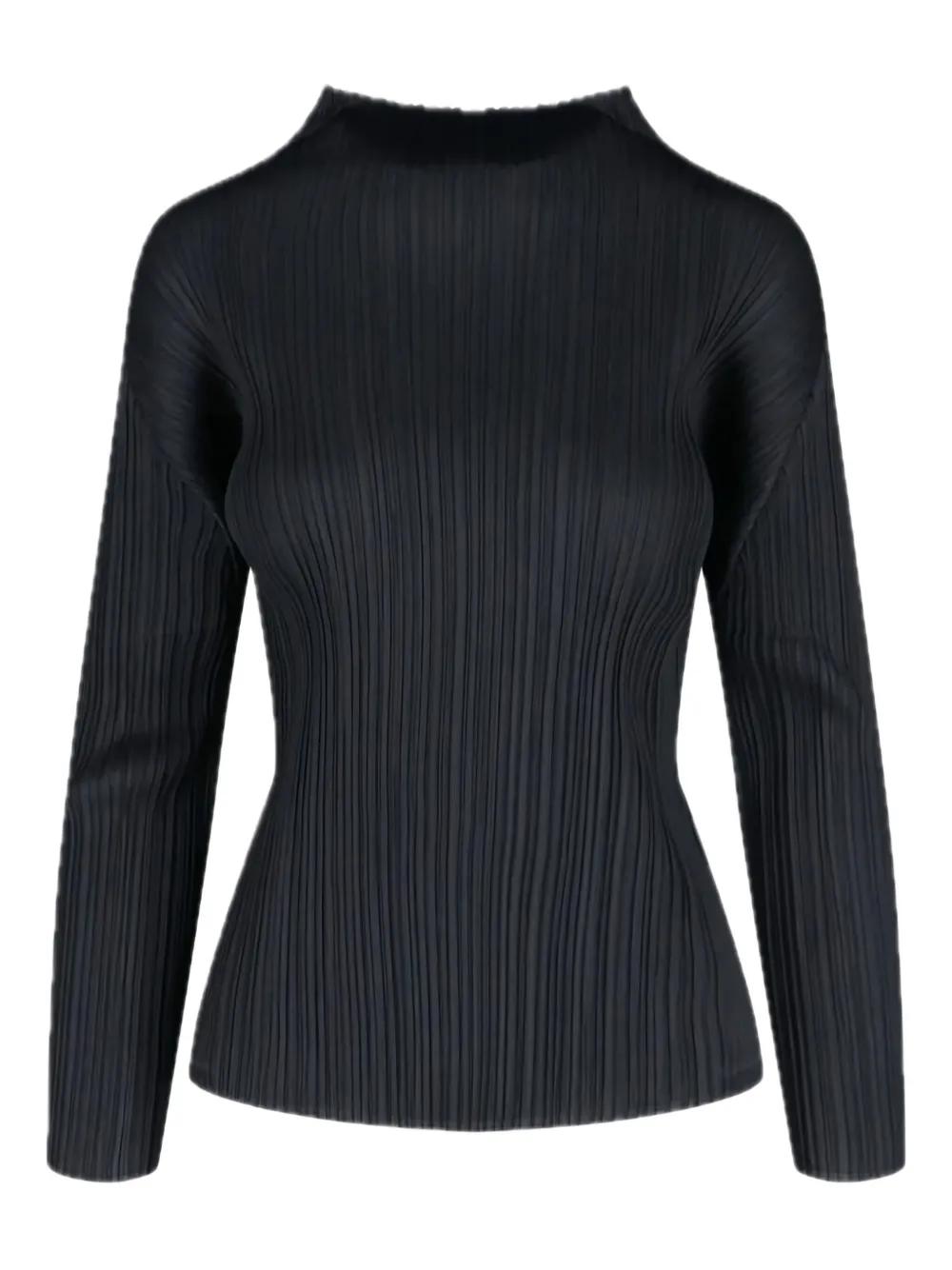 トップス Pleats Please 98ss Pleats Long Tops Pleats Please Issey Miyake Rib Pleats Basics Long Sleeve Top