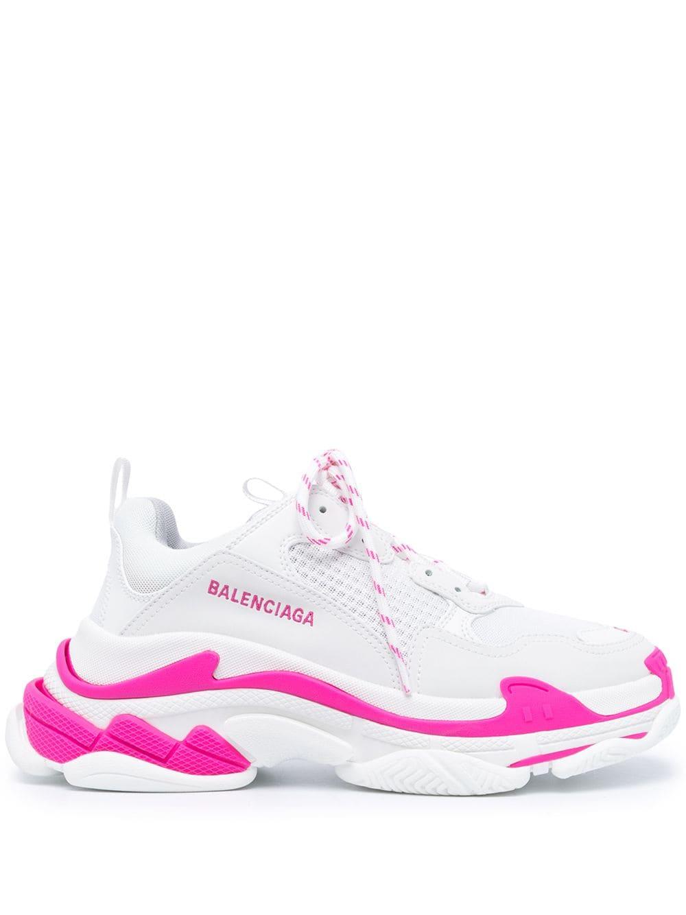 Balenciaga White And Pink Triple S Sneakers - Save 43% | Lyst