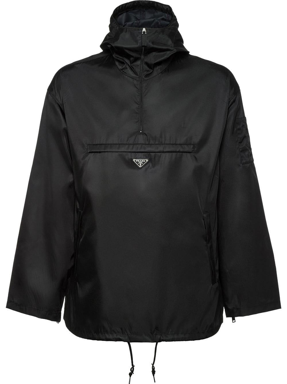 Prada Synthetic Nylon Gabardine Anorak Jacket in Black for Men | Lyst