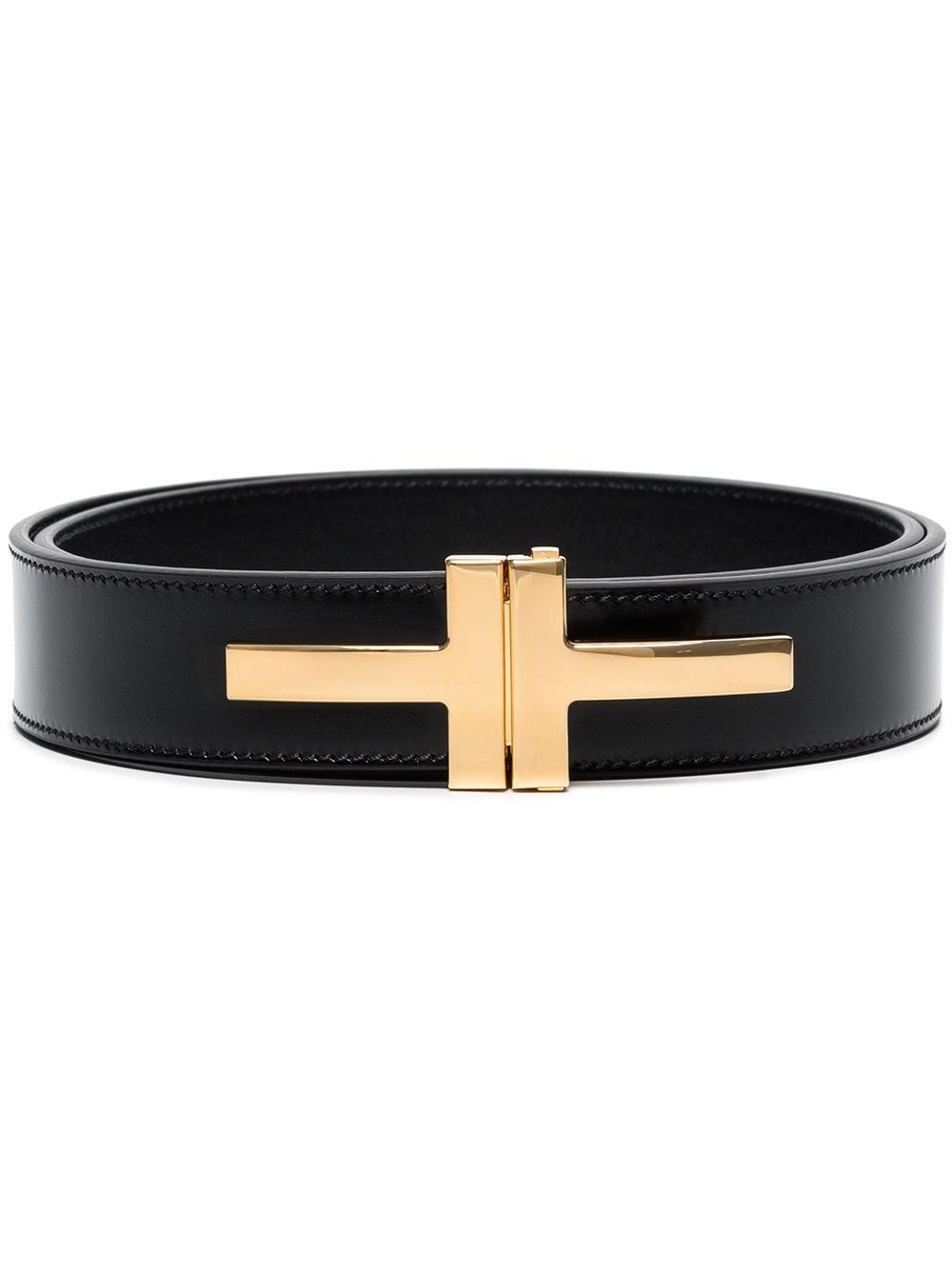 Tom Ford Leather Reversible T Belt in Black for Men - Save 49% | Lyst