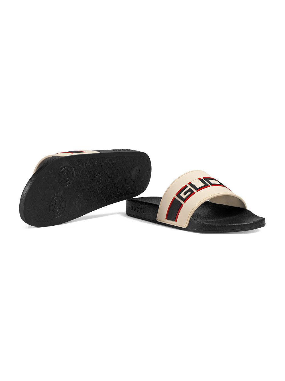 Gucci Stripe Rubber Slide Sandal in Ivory (White) for Men - Save 35% - Lyst