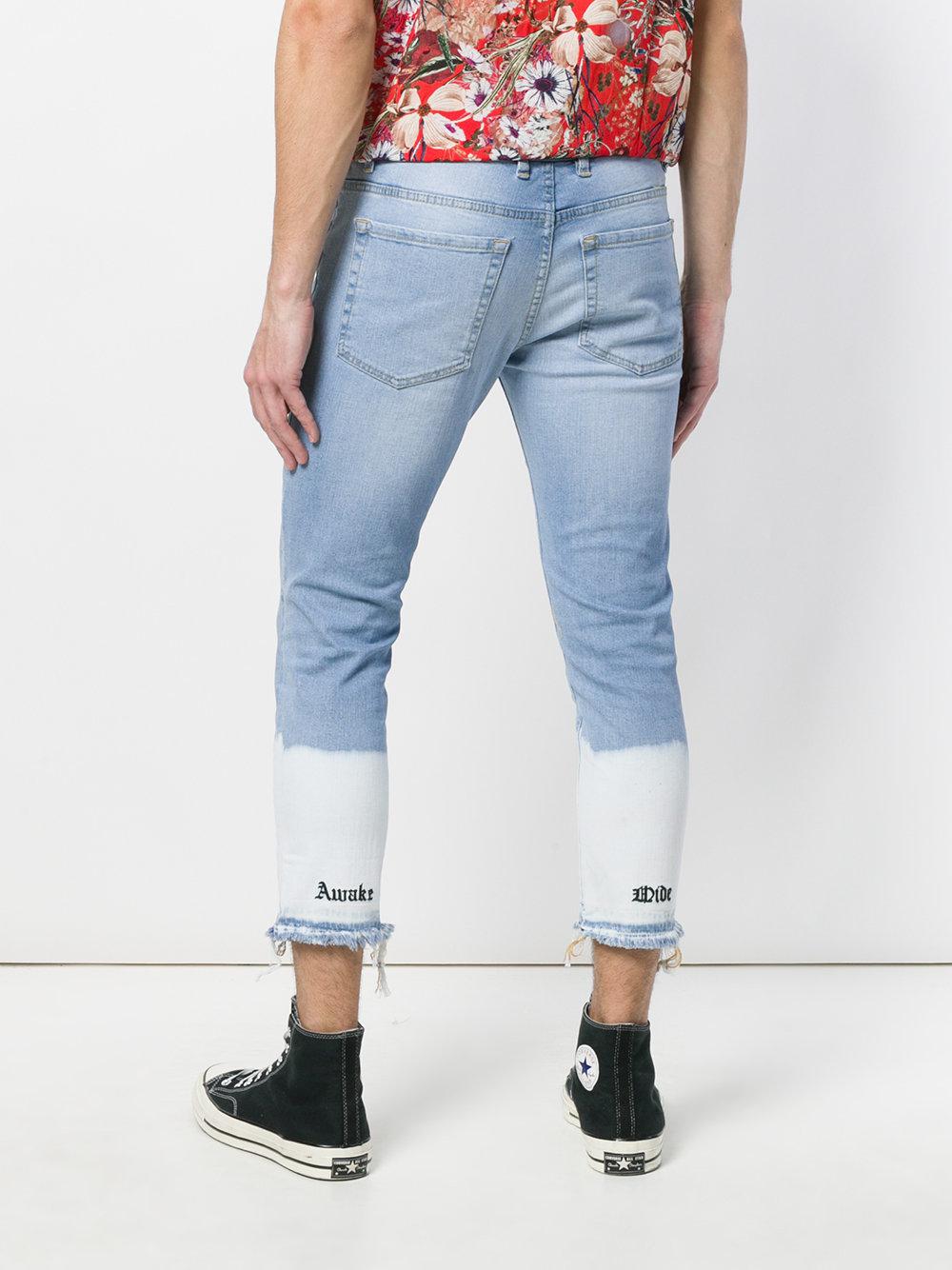 Represent Denim Contrast Cropped Jeans in Blue for Men - Lyst