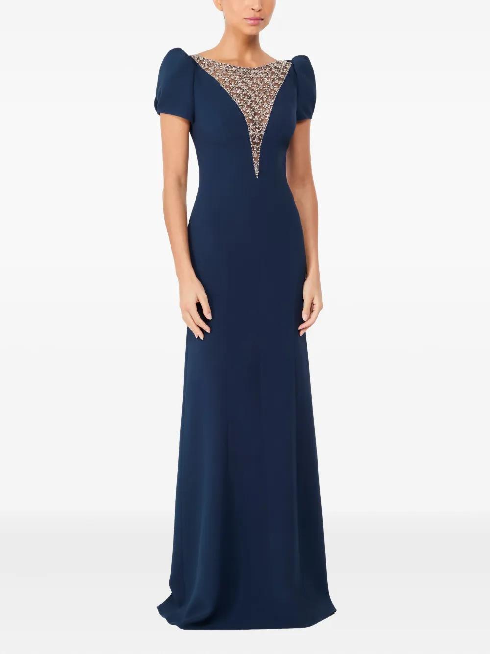 Jenny Packham Puff-Sleeve Crystal-Embellished Maxi Dress in Blue | Lyst
