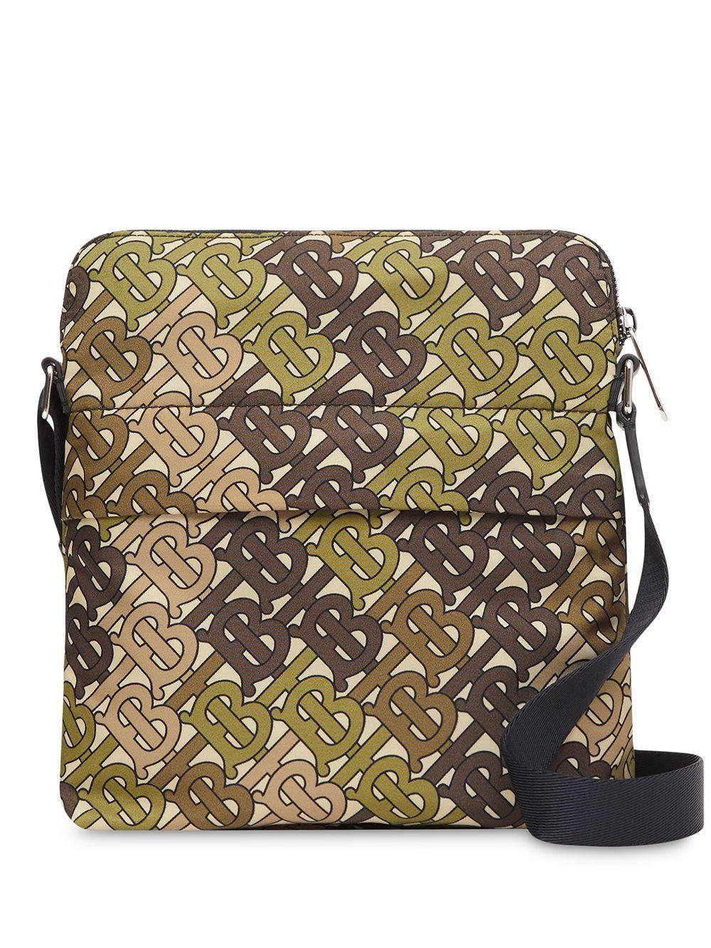 Burberry Synthetic Monogram Print Nylon Crossbody Bag in Khaki Green