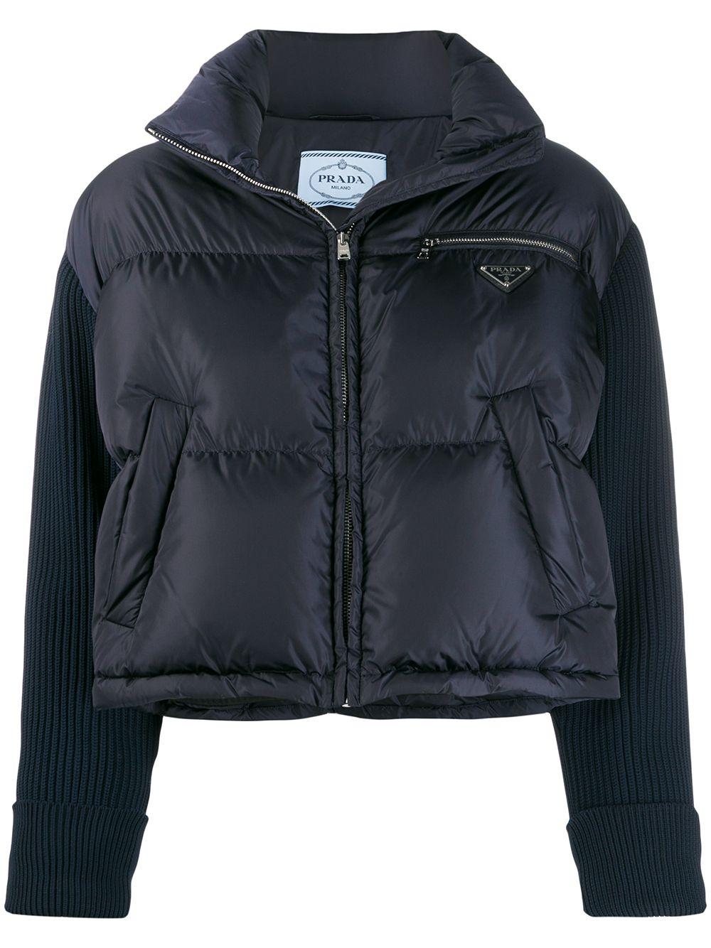 prada light polyester cropped puffer jacket