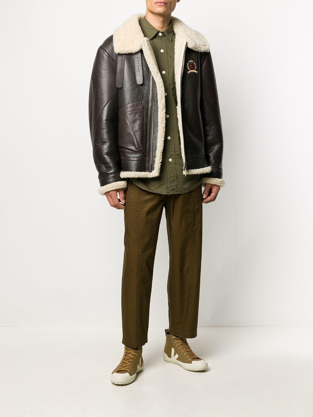 Tommy Hilfiger Zip-up Sheepskin Jacket in Brown for Men | Lyst
