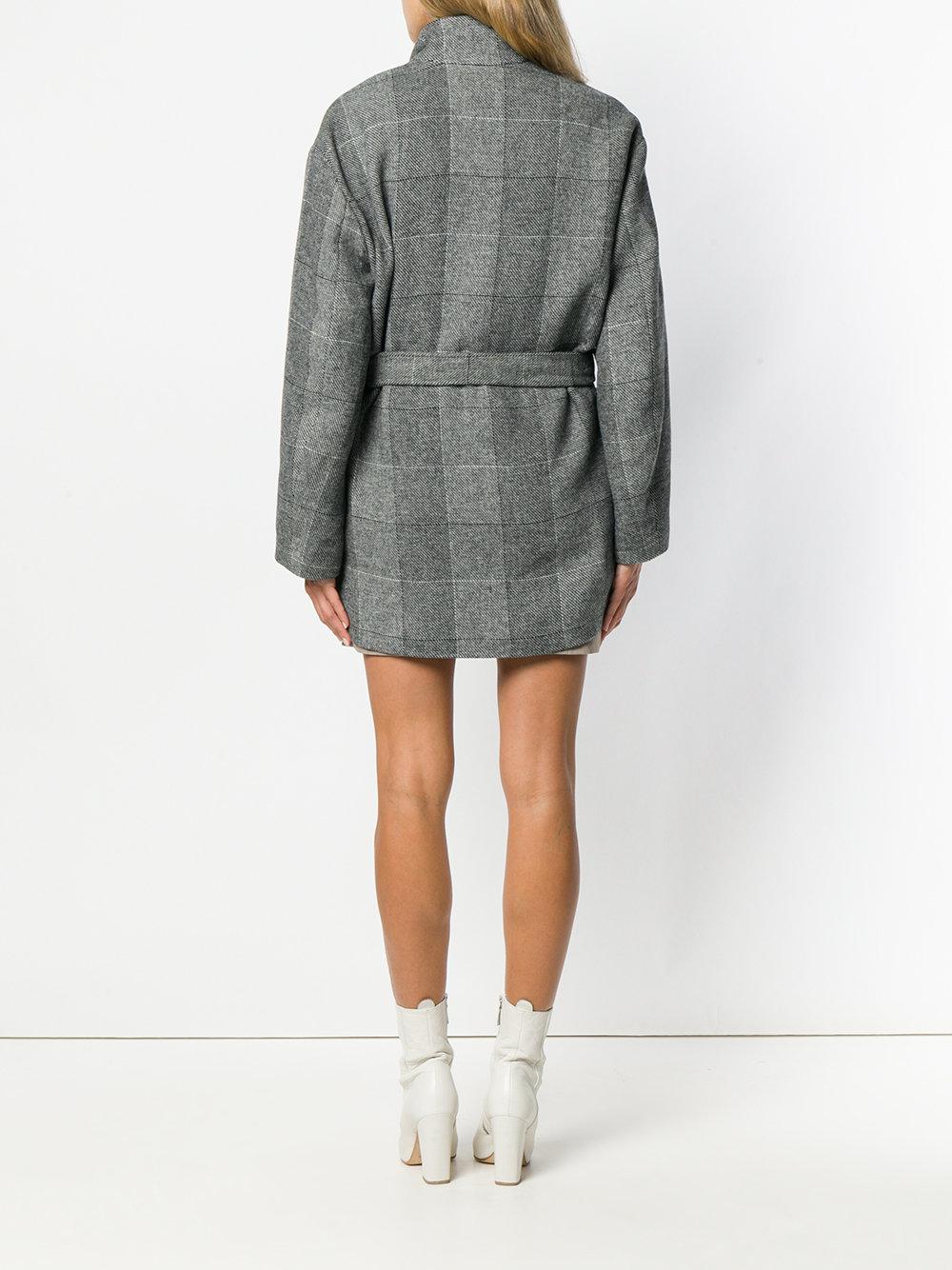 IRO Wool Broadway Belted Mini Coat in Grey (Gray) - Lyst