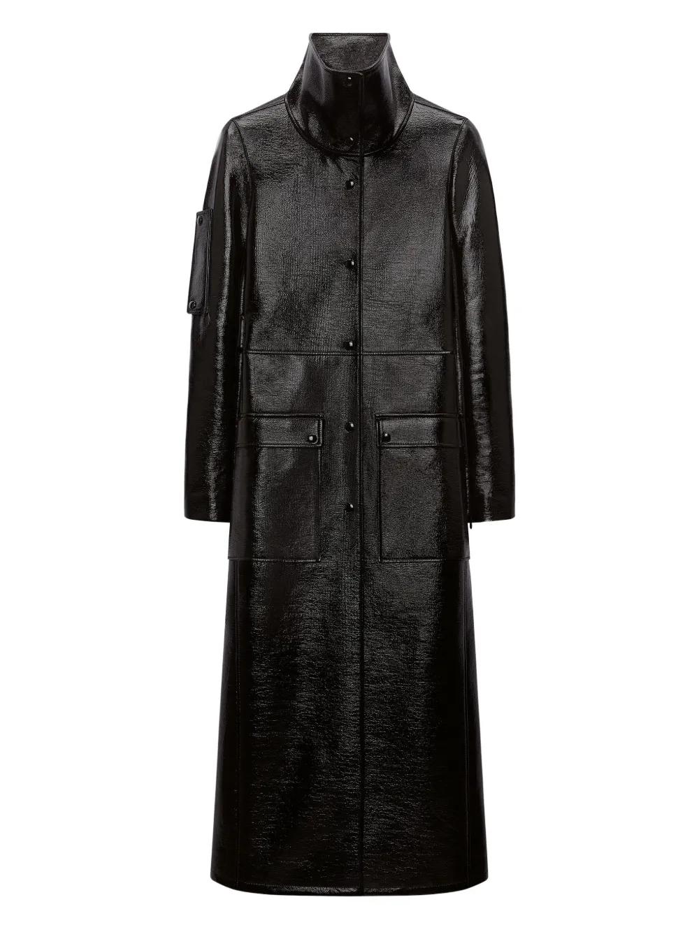 ★美品★ クレージュ courreges ロングコート オレンジピンク Mサイズ セール】パイピングデザインロングコート（トレンチコート