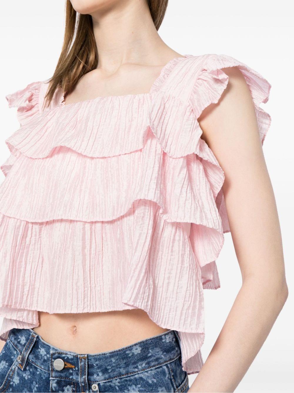 B+ AB Ruffle-Detailing Blouse in Pink | Lyst
