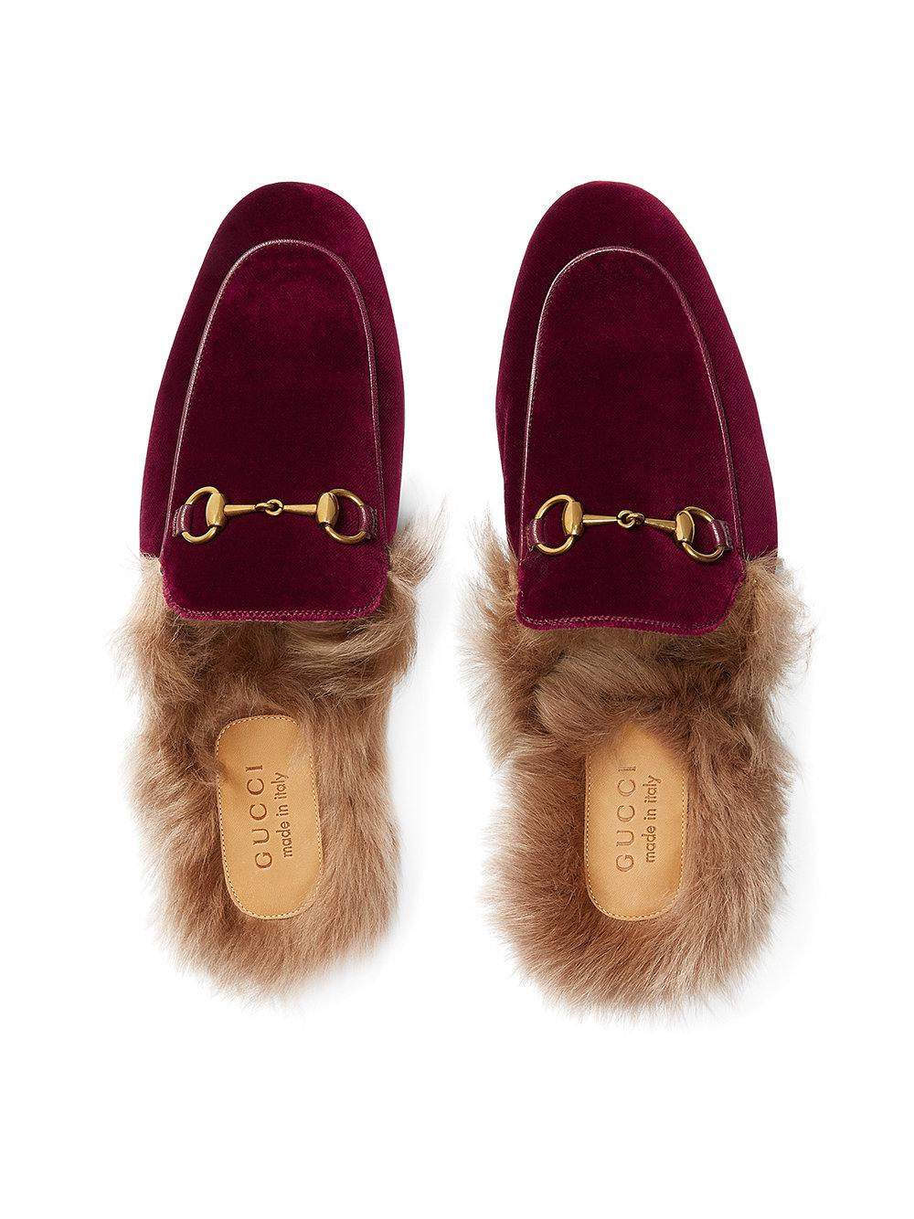 gucci red velvet slippers