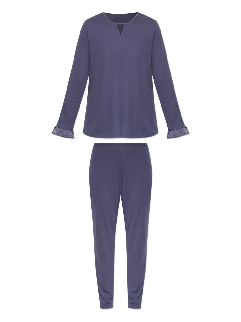 【HANRO】Vivia cotton and cotton-jersey pajama set パジャマ Hanro Vivia Embroidered Cottonbatiste And Jersey Pajama Set