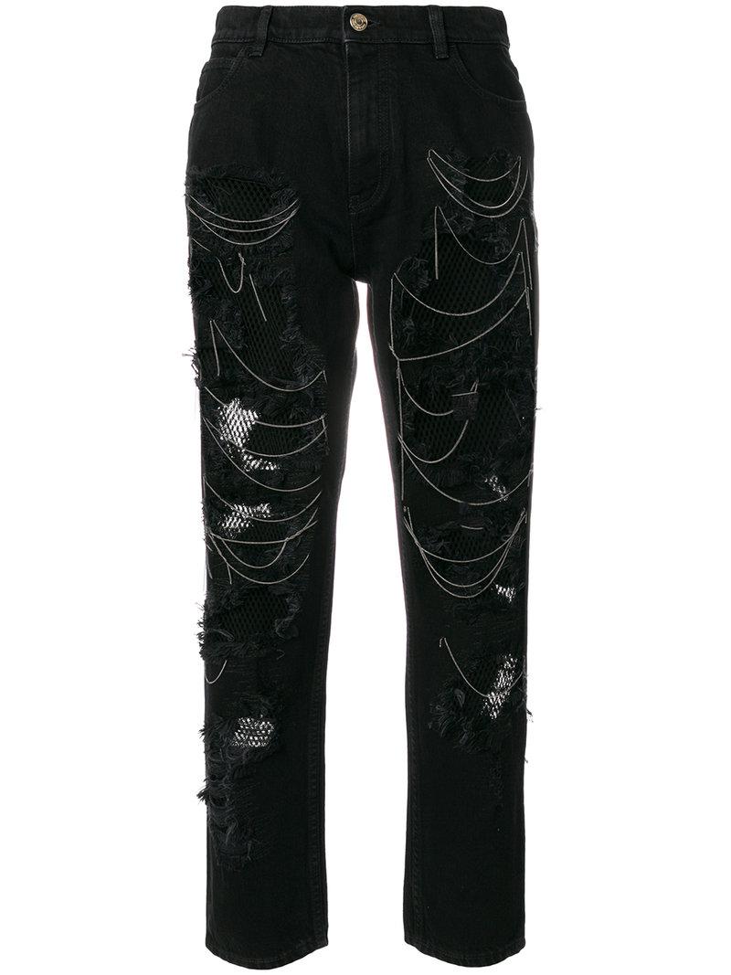 Lyst - Tommy hilfiger Punk Ripped Denim Jeans in Black