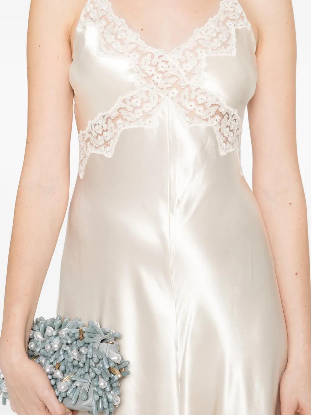 satin wedding dress with lace veil WILLOW WEDDING DRESS BY LOVE STORY LONDON