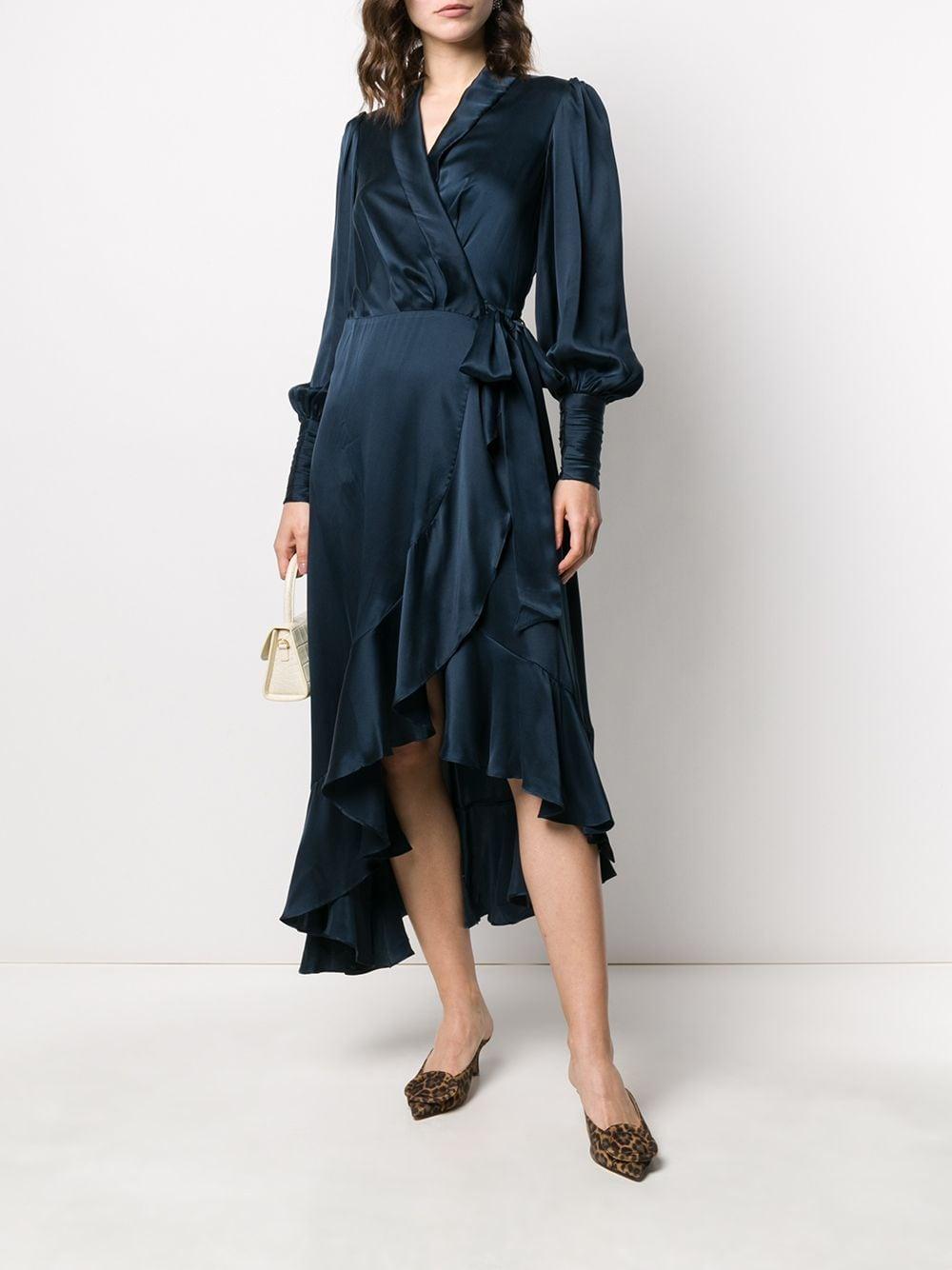 Zimmermann Silk Wrap Midi Dress in Blue ...
