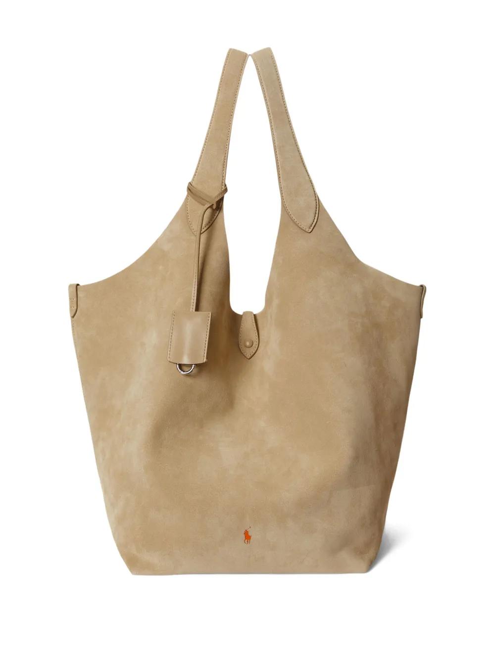 Polo Ralph Lauren Suede Pouch Tote Bag in Natural | Lyst