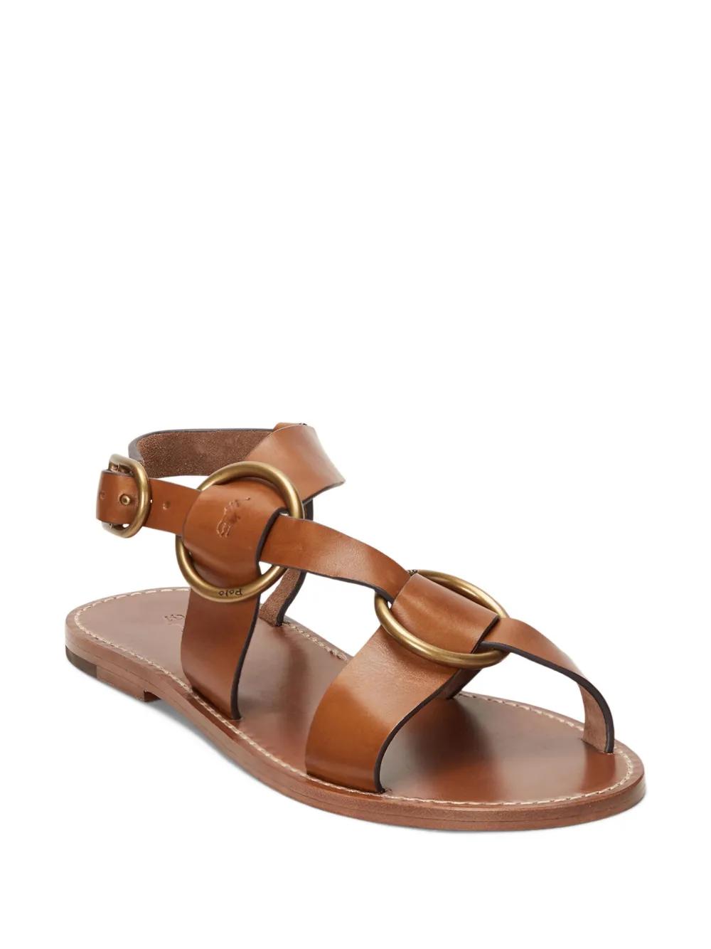 Polo Ralph Lauren Double O-Ring Leather Sandal in Brown | Lyst