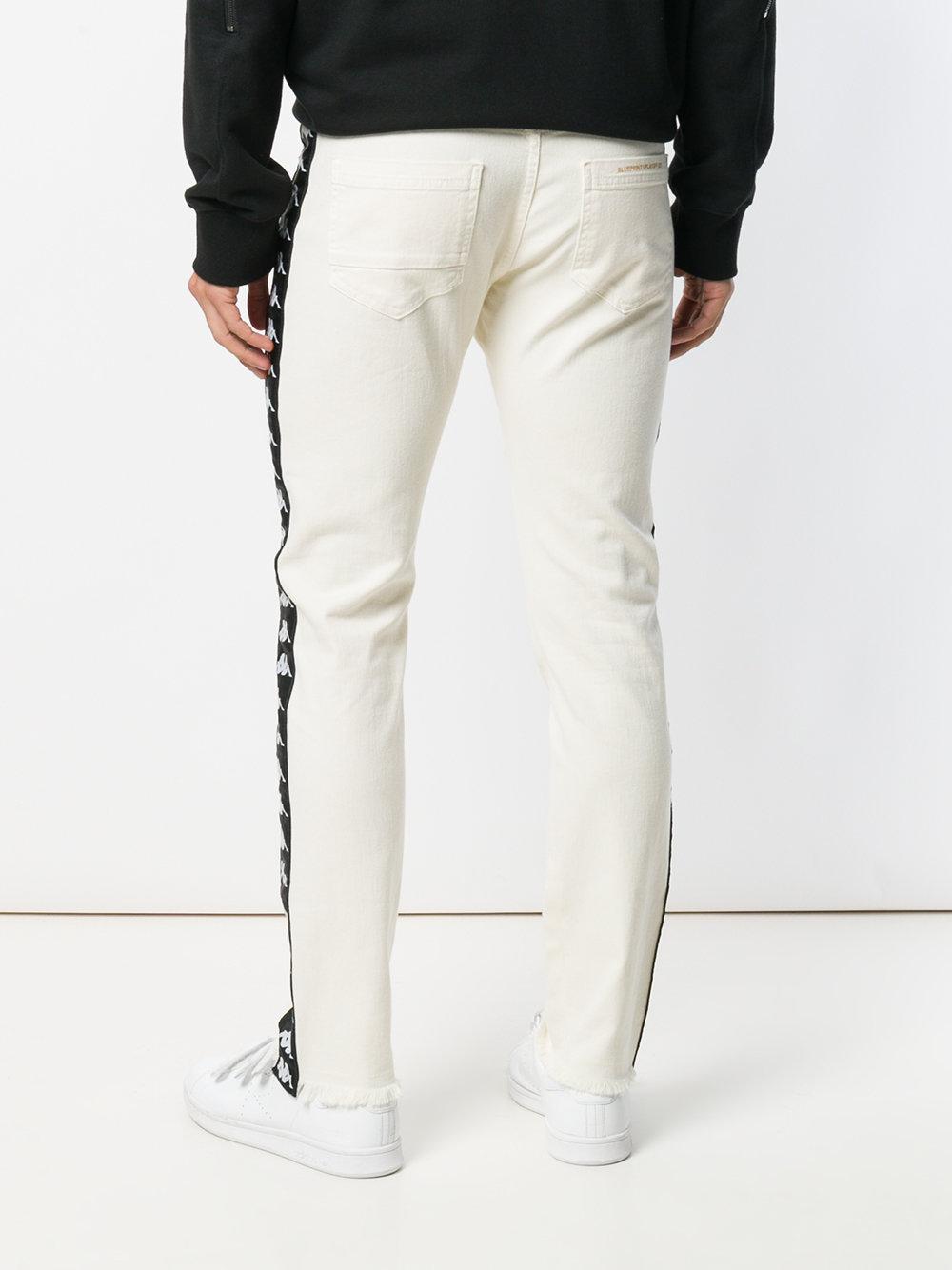Kappa Cotton Logo Stripe Track Pants in White for Men - Lyst