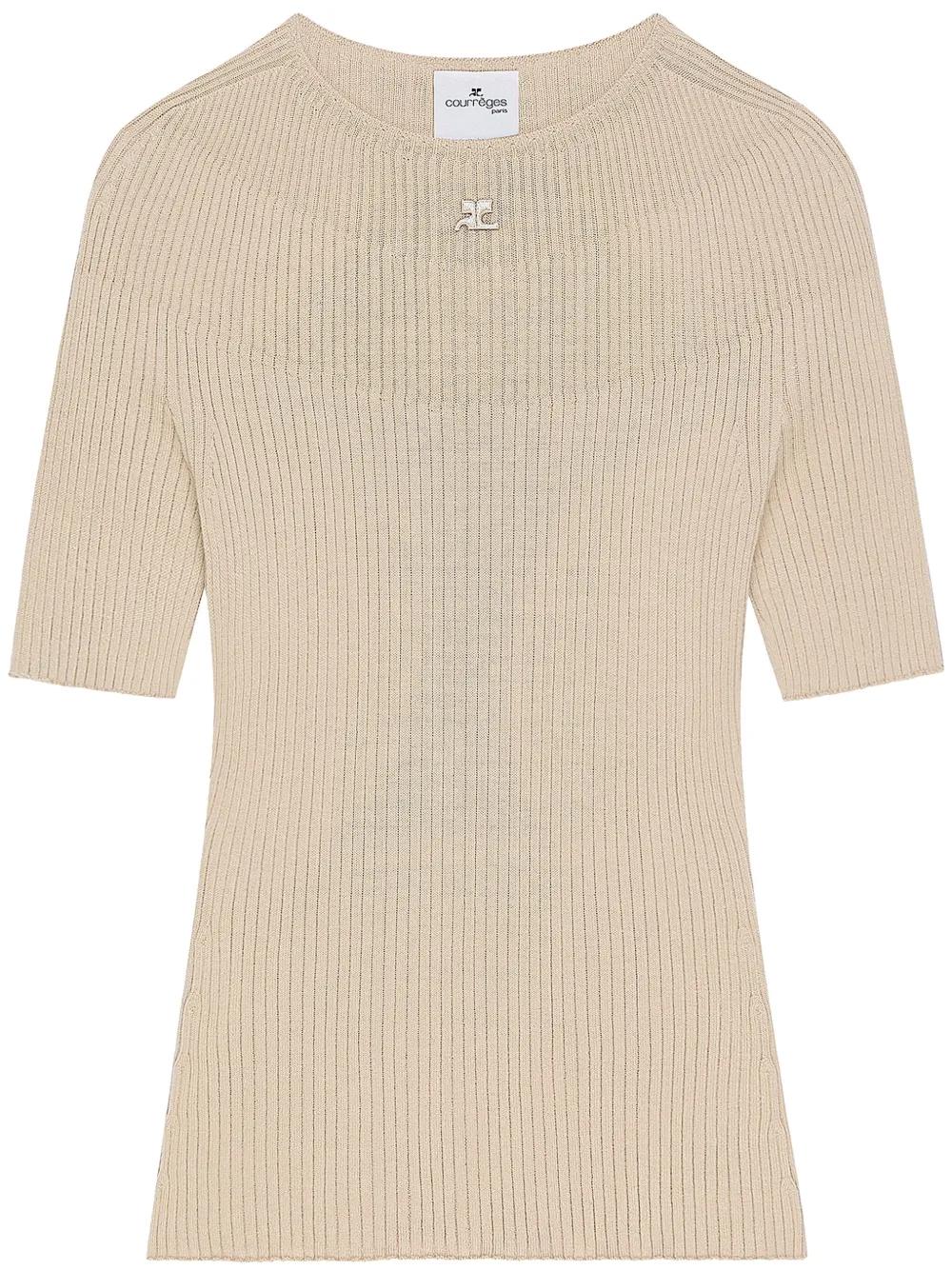 Courrèges ブラウンハイカラートップス Courrèges ブラウンハイカラートップス