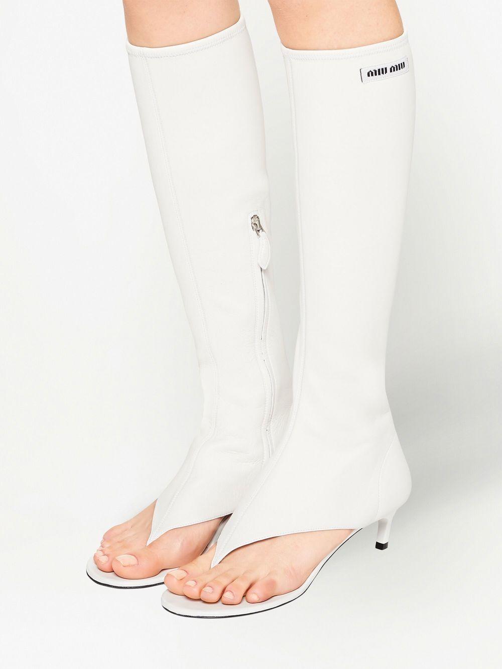 Miu Miu Stretch nappa leather Thong Boots in White Lyst