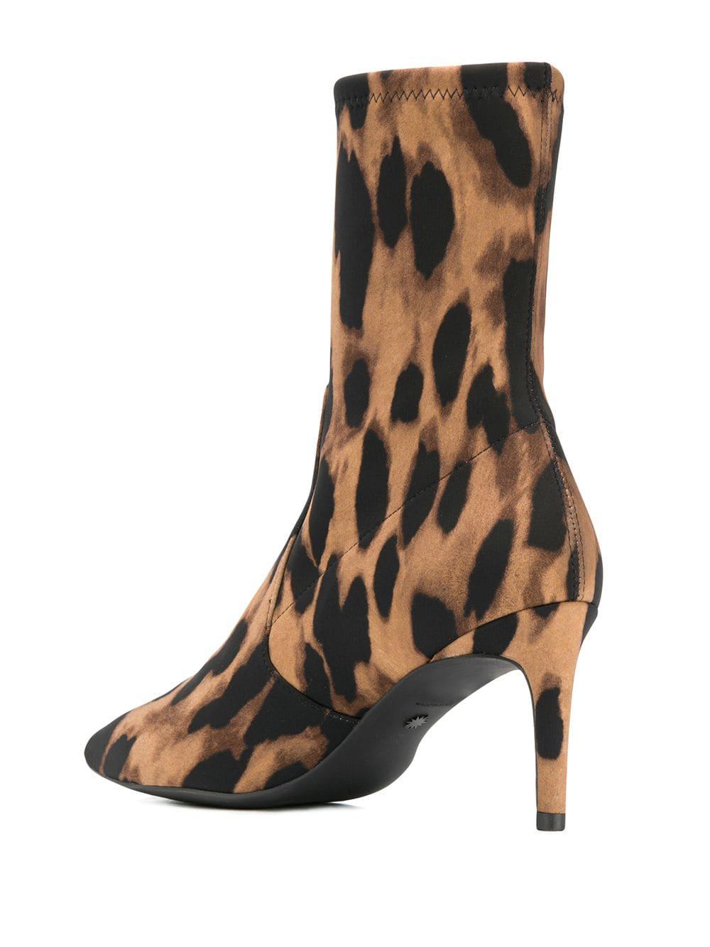 leopard print leather ankle boots